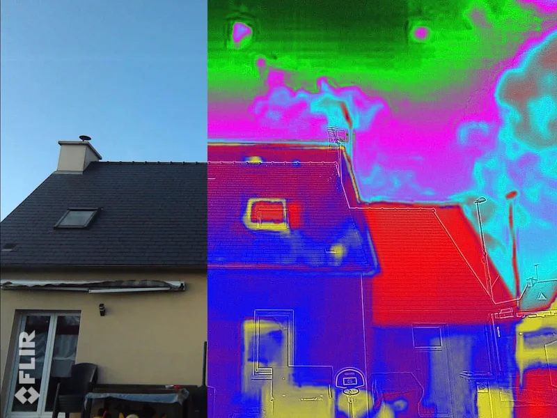 Diagnostic thermique infrarouge d'une maison, anomalie thermique identifiée par Okmont